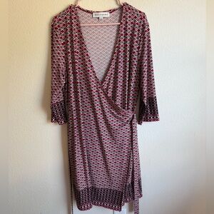 Emma & Michele Red and Black Geometric Wrap Dress